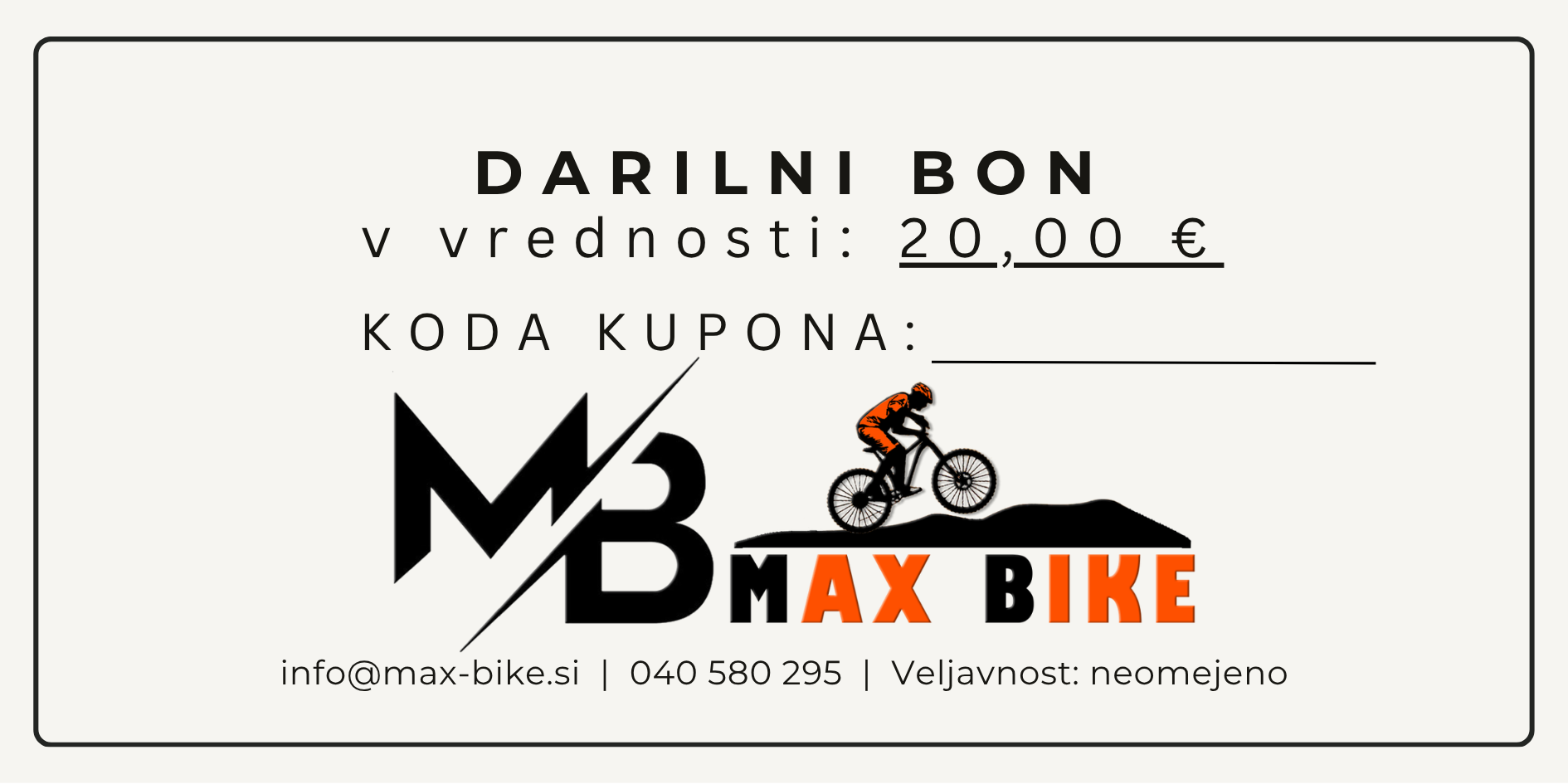 Darilni bon Maxbike, 20 €